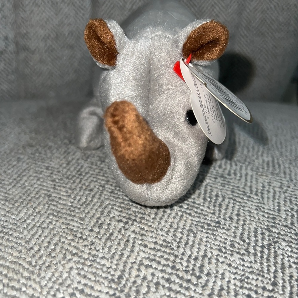 TY Beanie Baby  "SPIKE" The Rhino - 1996 - Retired Rare Original P.E Pellets